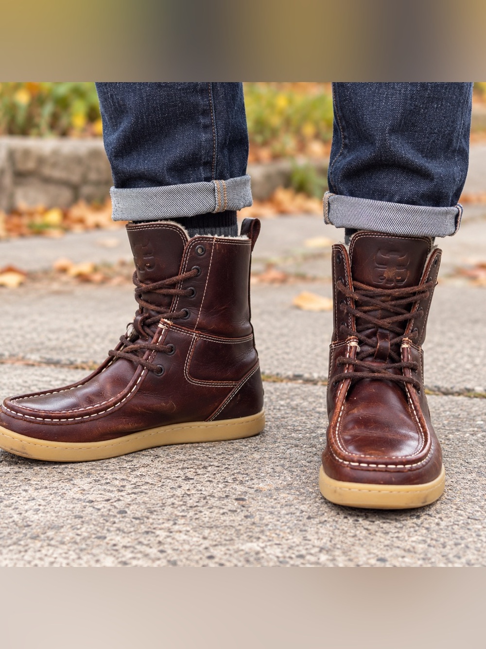 Ipath Brown Leather Fleece Lined Moc Toe Boots Men’s 8 Skate Streetwear Luxury